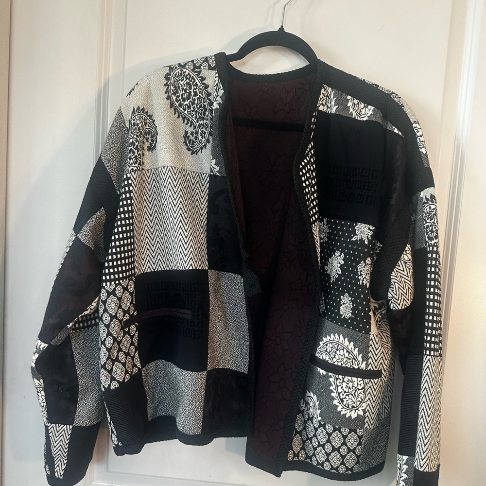 Vintage Reversible Patchwork 2button Black/White … - image 2